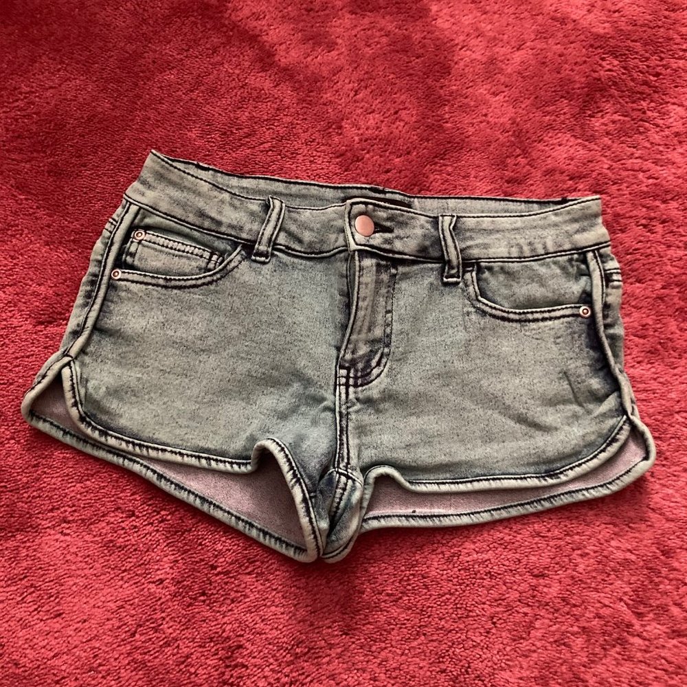 Ocean Blue Acid Wash Shorts
